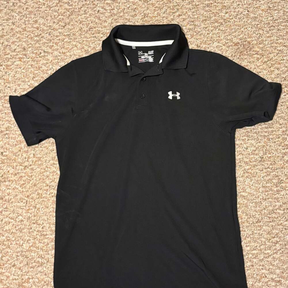 Under Armour HeatGear Loose Fit Performance Polo Shirt Black YOUTH Large